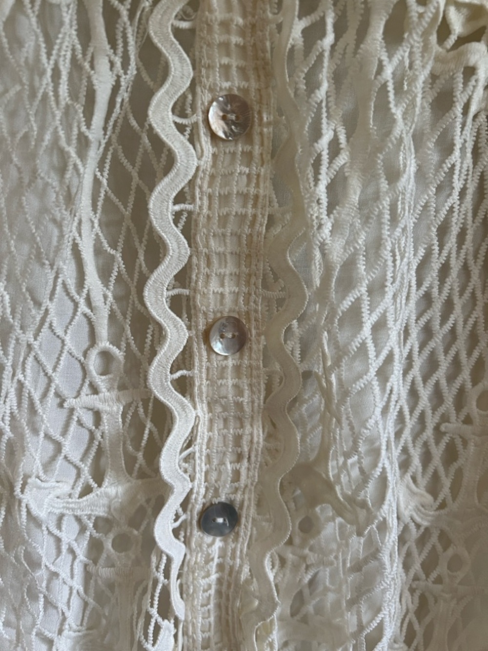 Cream Lace Button-Front Women's Dress - Picture 3 of 13